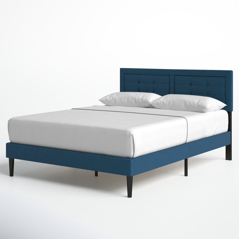 Kempst Queen Size Bed Frame, Upholstered Queen Platform Bedframe with Height Adjustable Tufted Headboard, Heavy Duty Mattress Foundation with Wooden Slats, No Box Spring Needed, Under Bed Storage