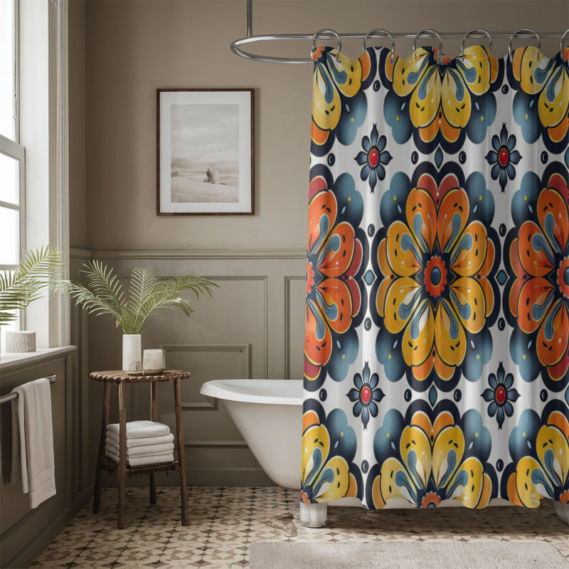 Ringed Flowers - Premium Shower Curtain, 74"H x 71"W