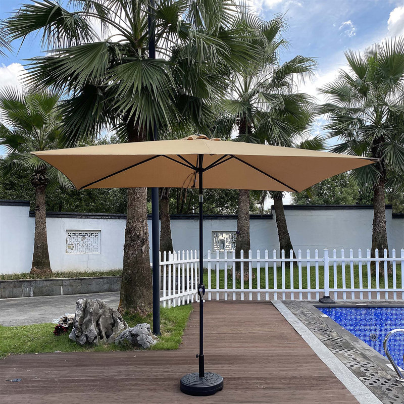 Parasol d'extérieur rectangulaire 10 pi x 6,5 pi avec manivelle Protection contre les intempéries Résistant aux rayons UV