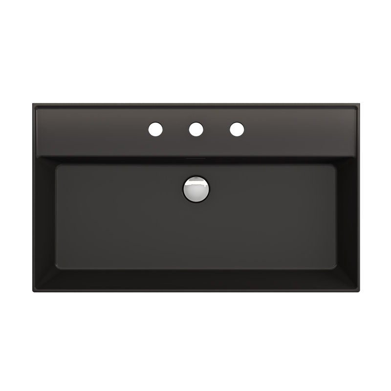 Milano 31.69'' L Bathroom Sink, Matte Black, 8" Widespread