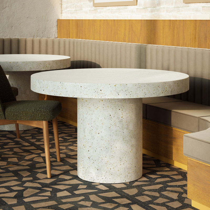 Table de salle à manger Kareen, Terrazzo ivoire, Table de salle à manger (hauteur de 30,25 po) , Rond 47,25 po