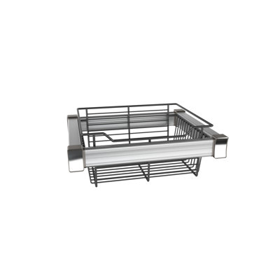 Matte Black Premium 18" Full-Extension Slide-out Wire Basket for Cabinets with Aluminum Frame - Standard 7.7" Height