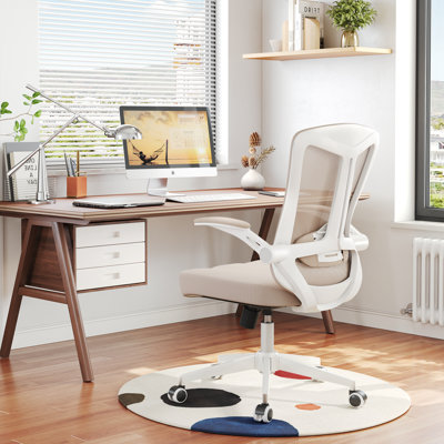 Chaise de bureau ergonomique pour la maison avec support lombaire réglable, chaise d'ordinateur pivotante à haut dossier, chaise de bureau en filet respirant, roues silencieuses en polyuréthane, chaise de travail à accoudoirs rabattables, jusqu'à 450
