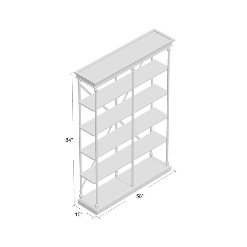 Bibliothèque étagère Kyler, Brun, H 84 po x l 58 po x P 15 po