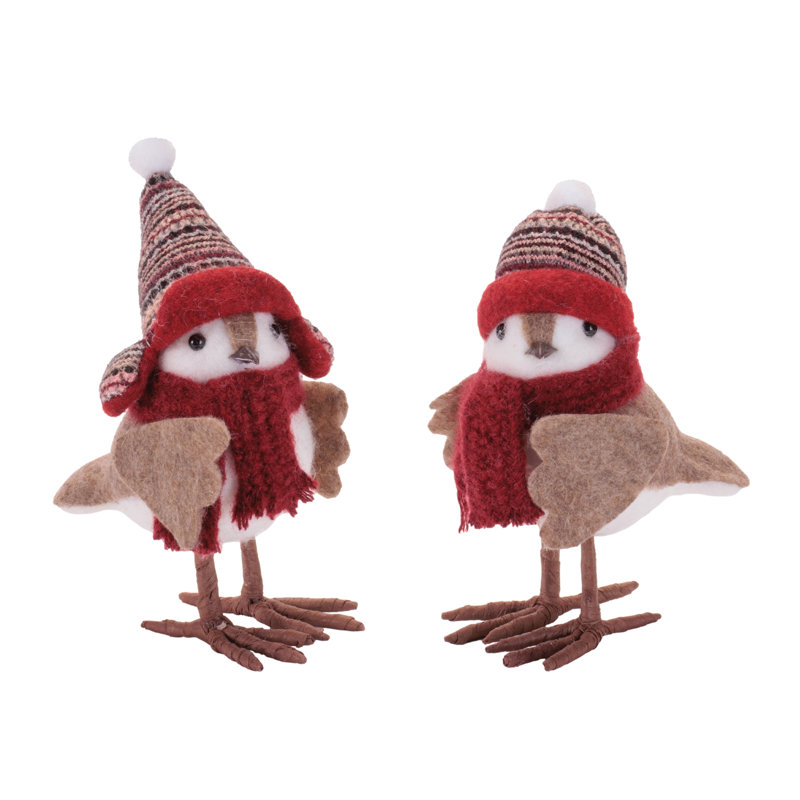 Oiseau avec chapeau et écharpe (ensemble de 2)