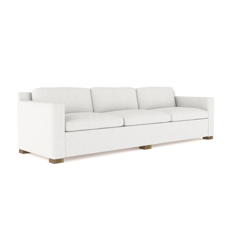 Mercer Track-Arm Extra Long Sofa, Weathered, Box Weave Linen Blanc, 33.5" H x 120" W x 39" D