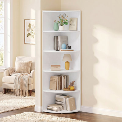 Finkel 66.9" H x 17.2" W Fan-Shaped 6-Tier Corner Bookcase, Wooden Opening Bookshelf