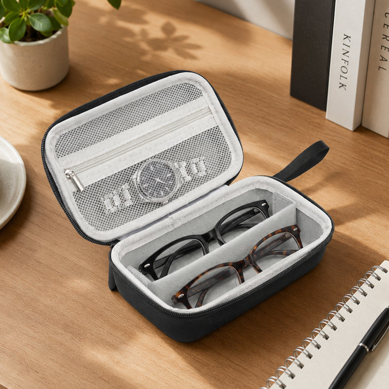 Étui rigide double pour lunettes de soleil, boîte de rangement pour 2 paires de lunettes de voyage, étui de protection pour lunettes de soleil homme et femme, support pour lunettes polarisées