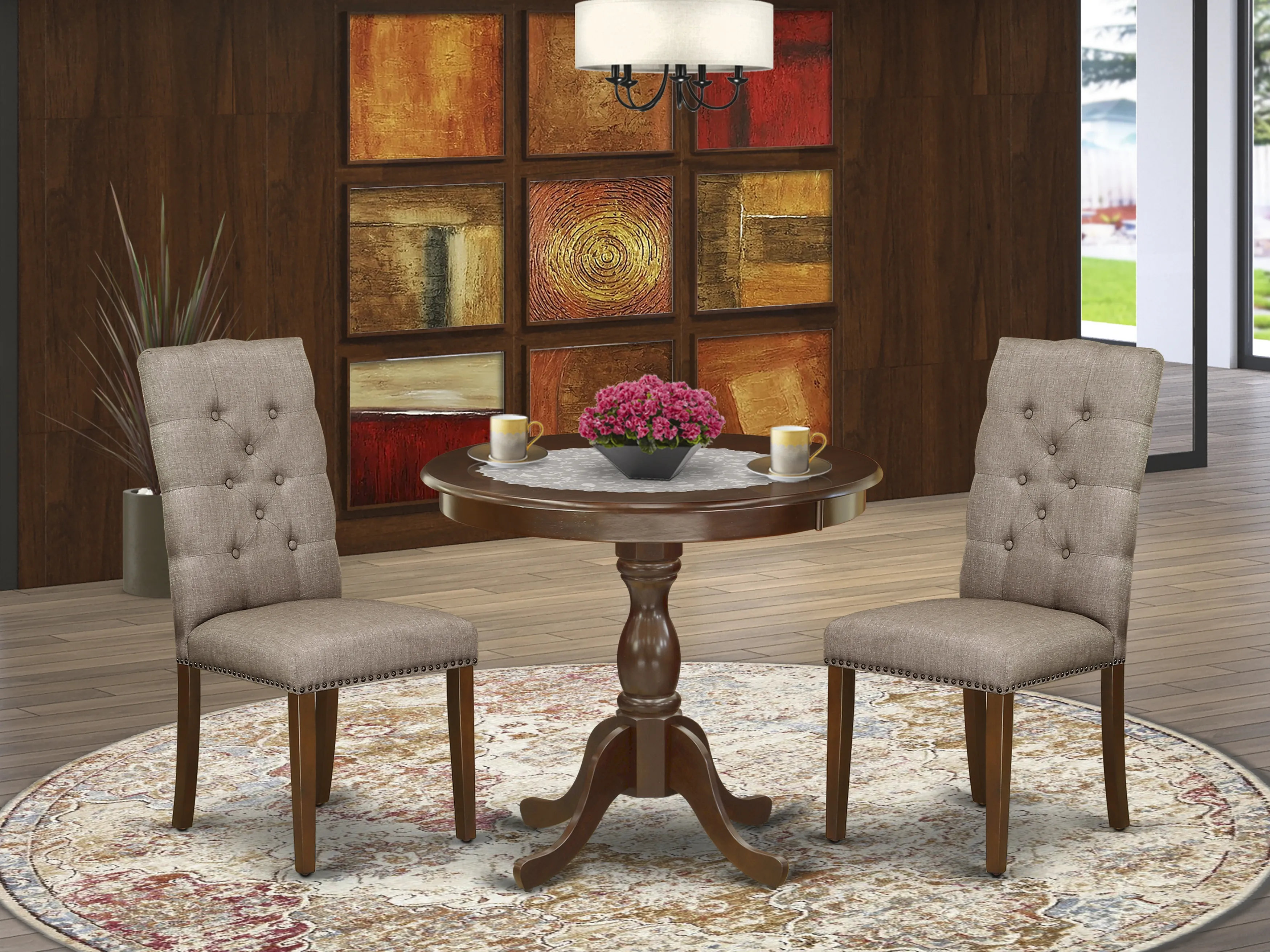 Alcott Hill® Madalena 3 - Piece Solid Wood Pedestal Dining Set | Wayfair