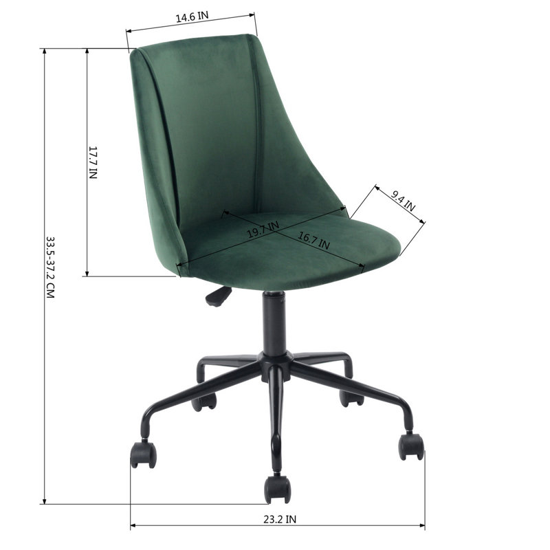 Jasmine Velvet Office Chair, Green