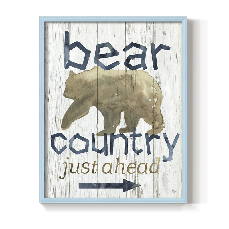 «Bear Country», reproduction encadrée - bois massif, Bleu, H 30 po x l 24 po