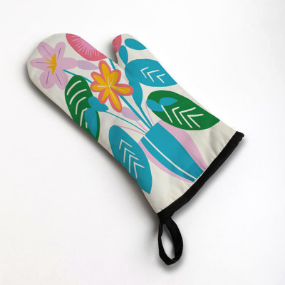 Abstract Blossoms Oven Mitt Cotton Twill