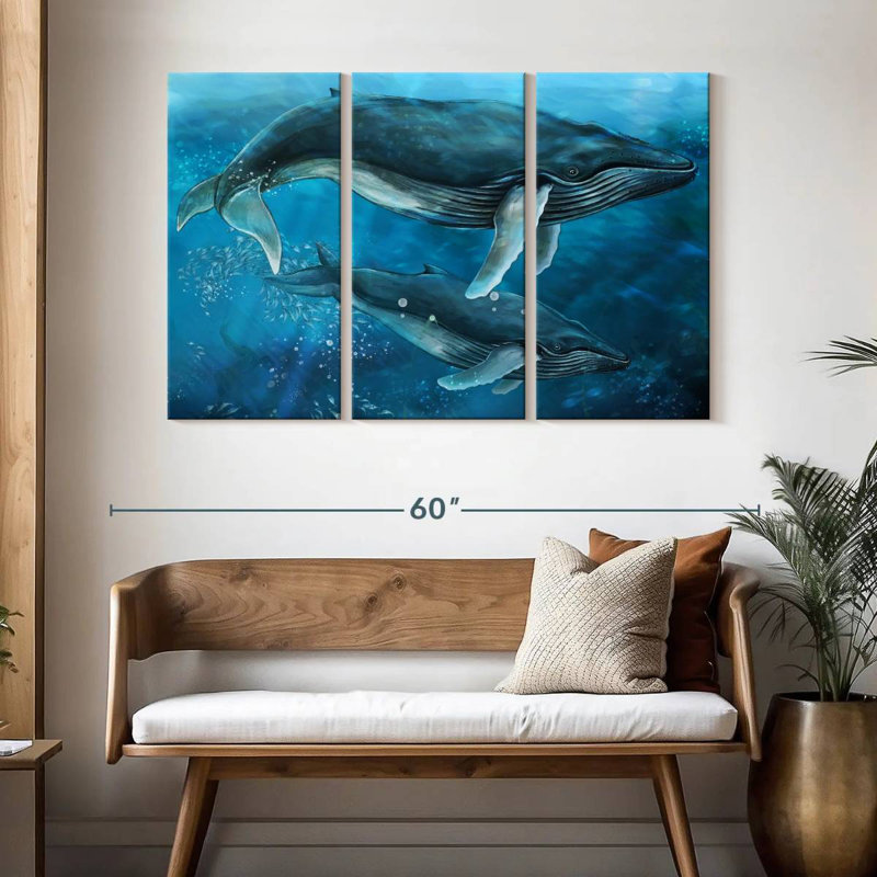 Majestic Humpback Whales, 32" H x 50" W