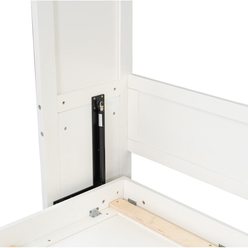 Lit escamotable double beige - Lit escamotable peu encombrant avec 2 tiroirs de rangement et armoire intégrée