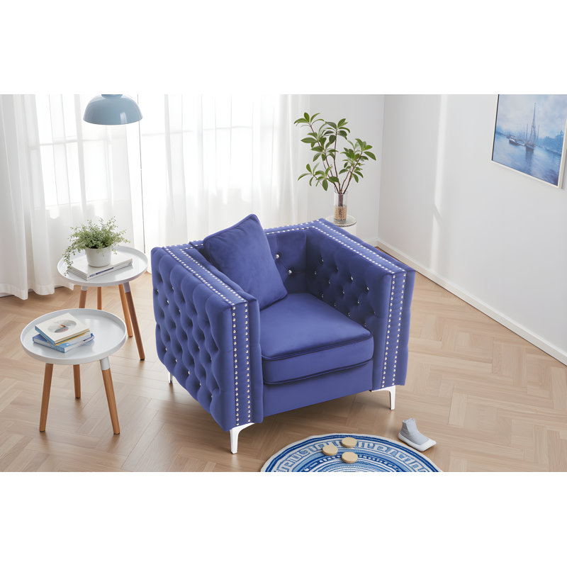 Chaise en velours Lyon, Velours bleu