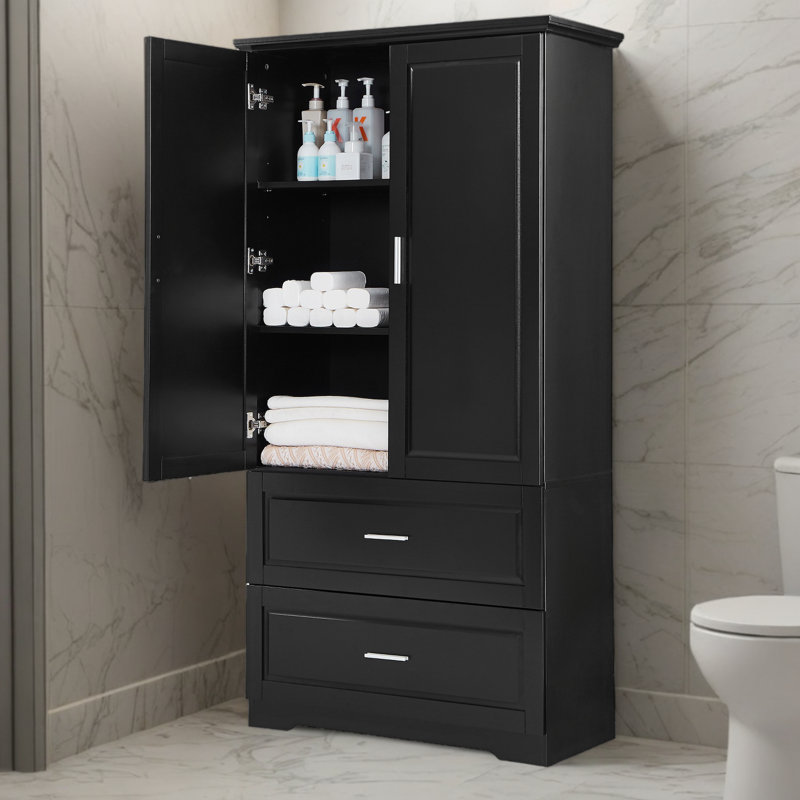 Tall Bathroom Storage Cabinet, Black