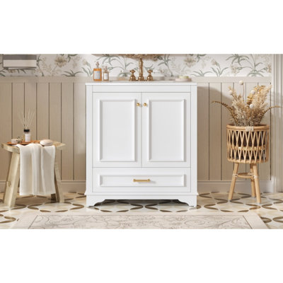 Meuble-lavabo 30 po avec lavabo en céramique et portes à fermeture douce