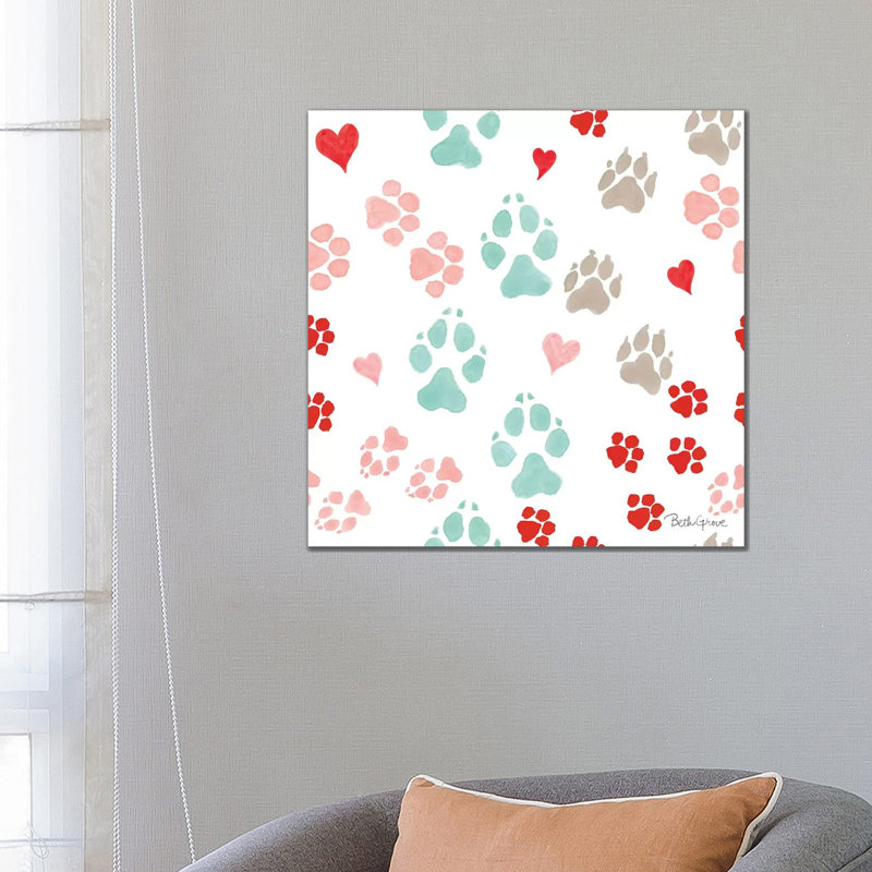 Paws Of Love Pattern IIIA by Beth Grove - Wrapped Canvas Print, 66.04 cm H x 66.04 cm W x 1.91 cm D