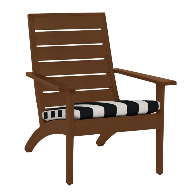 Kennebunkport Aluminum Adirondack Chair - Oak, Oak, No Welt, Cabana Stripe Midnight