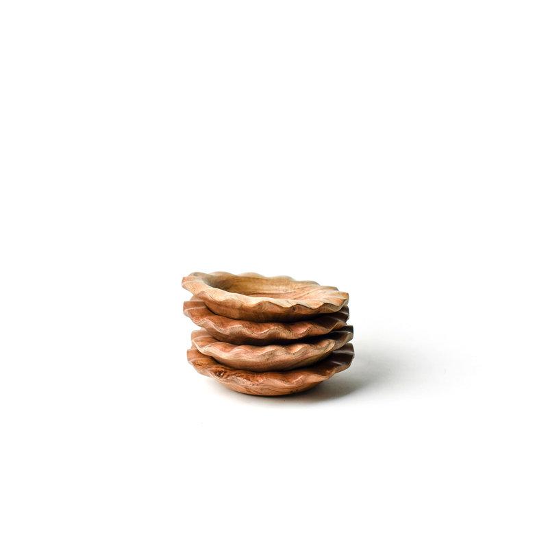 Fundamental Wood Ruffle Small Bowl Set Of 4