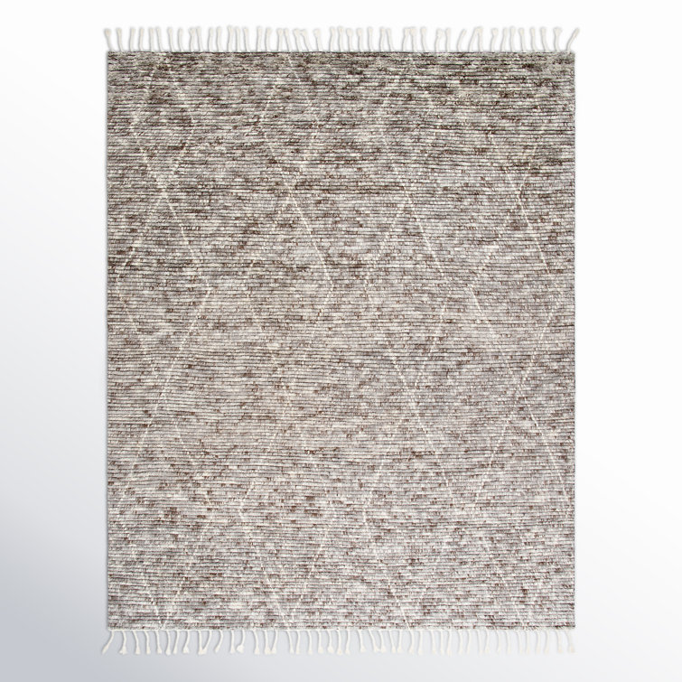 Talon Geometric Hand-Knotted Wool Area Rug in Gray/Brown