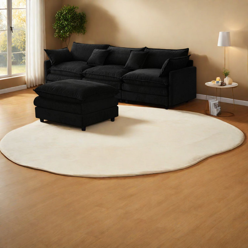 Canapé modulaire confortable noir modulaire, chenille douce, mobilier de salon moderne