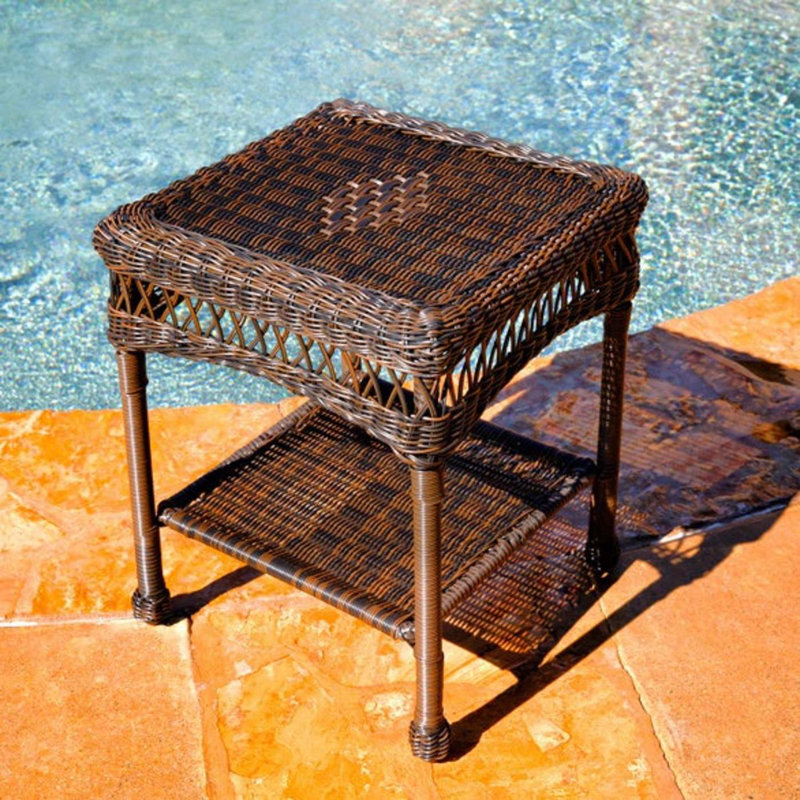 Portside Dark Roast Woven Resin Wicker Outdoor Side Table