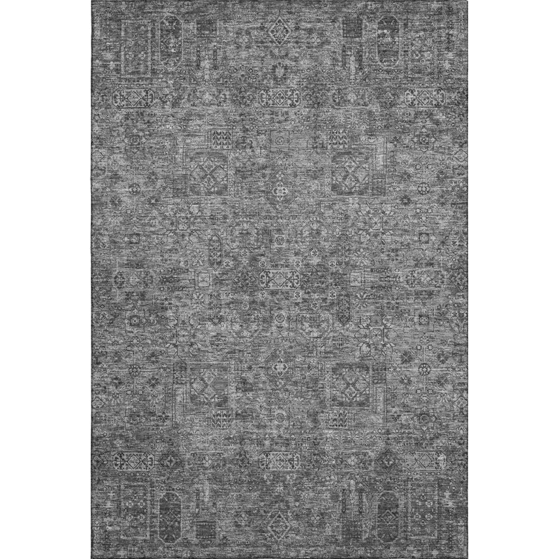 Premium Machine Washable Cerrito AMF611 Charcoal 10' x 14' Rug, Rectangle 2'6" x 3'10"