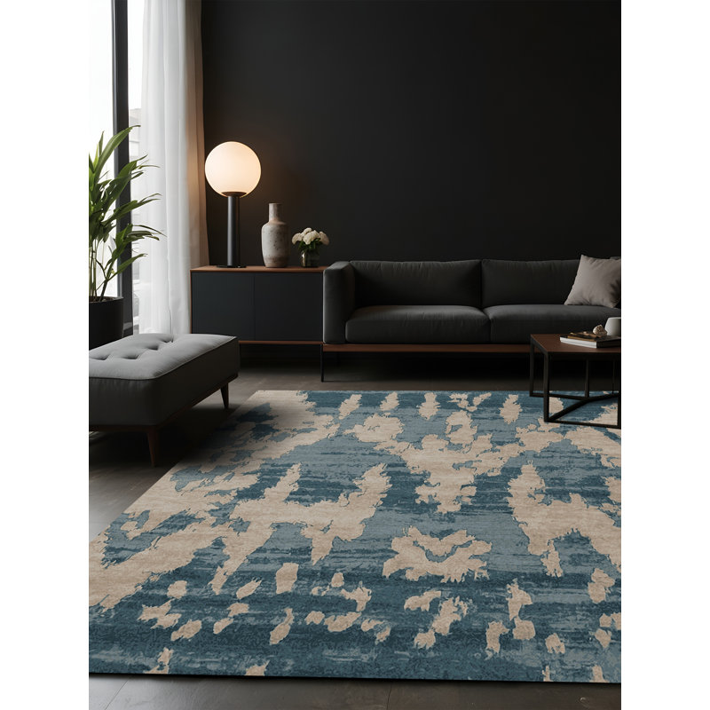 Tapis gris soyeux et moelleux, Carré 7 pi