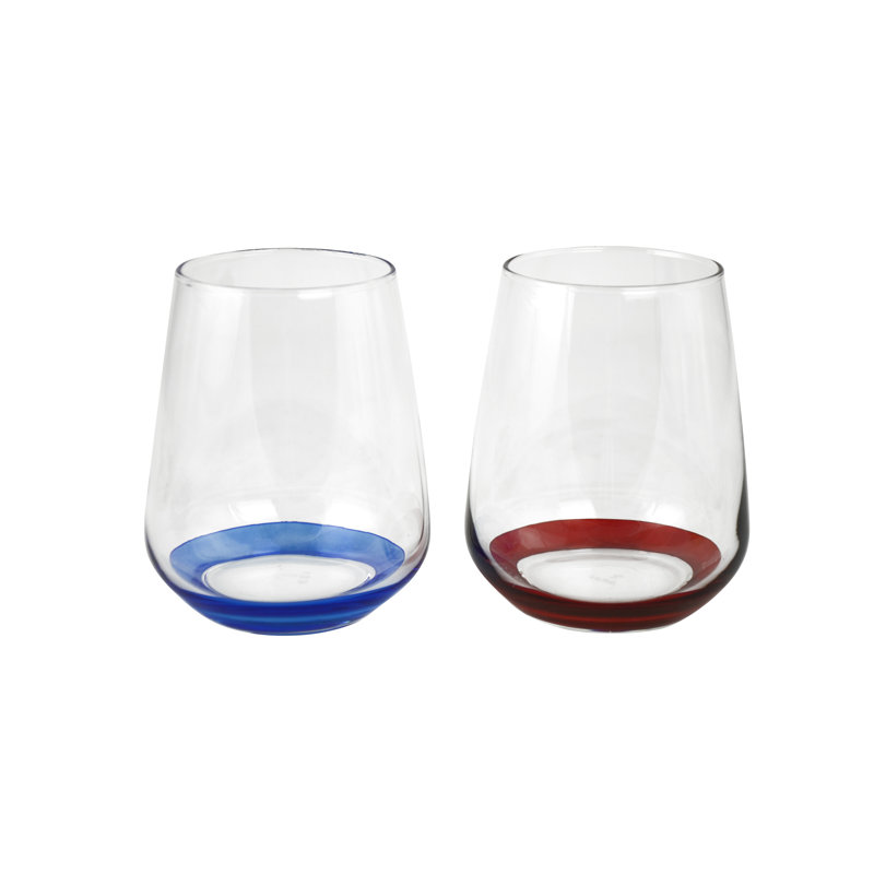 Ensemble de 6 verres à vin sans pied multicolores