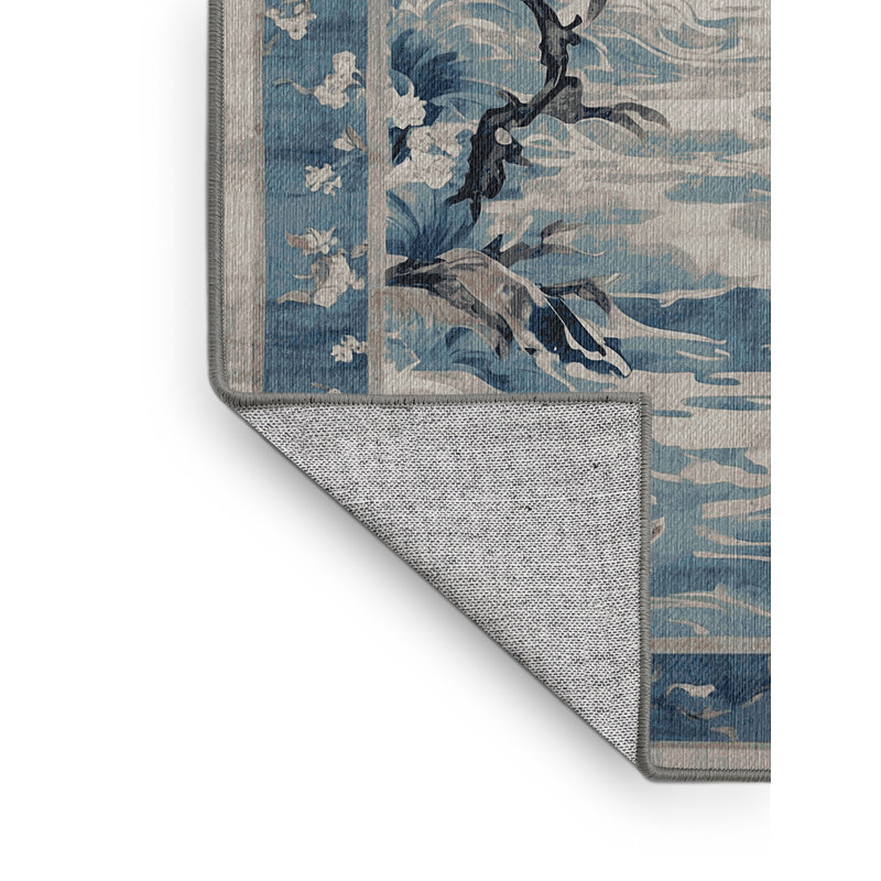 Machine Washable Gray Area Rug, Runner 2' x 4'