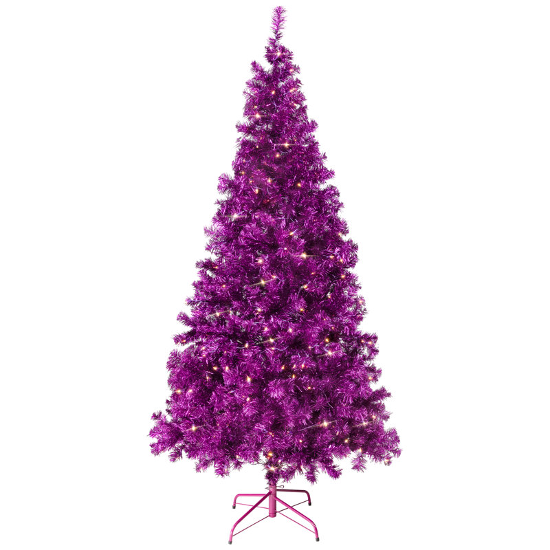 Arbre de Noël artificiel Tinsel - mauve, 7', Illuminée