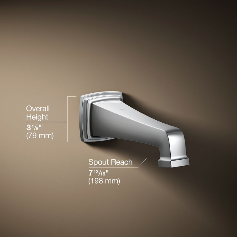Riff Wall-Mount Non-Diverter Bath Spout, White