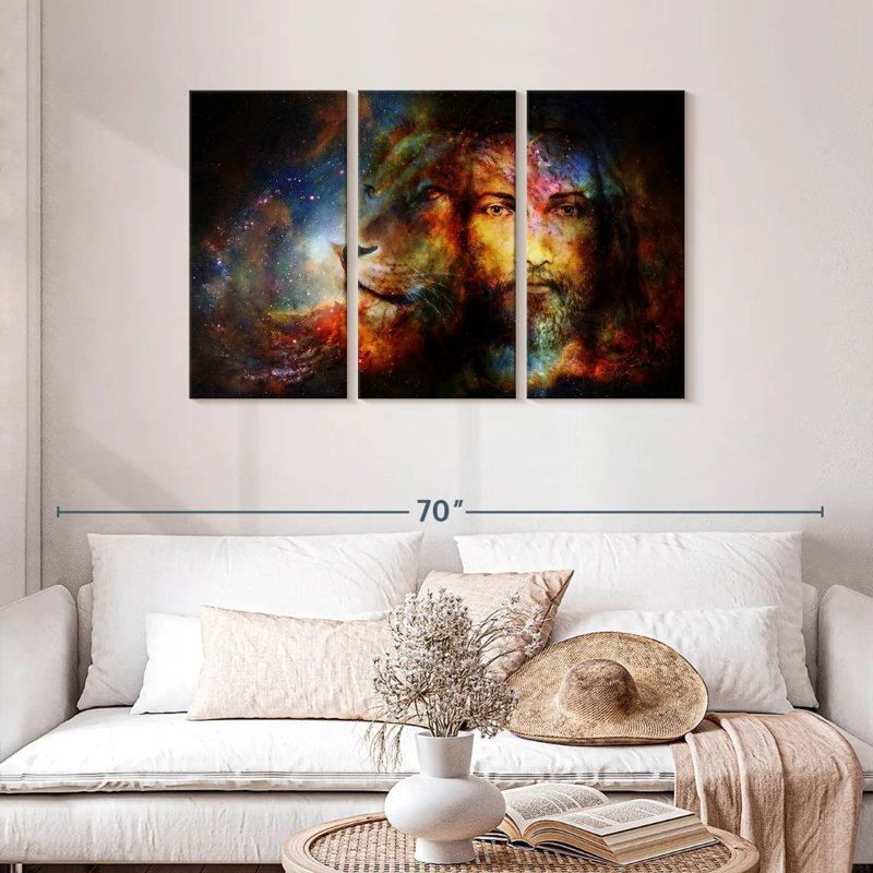 Leisha Cosmic Lion And Jesus, 28" H x 45" W