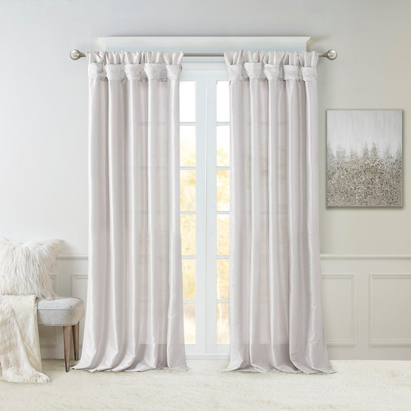 Twist Tab Lined Window Curtain Panel Silver 50X120"