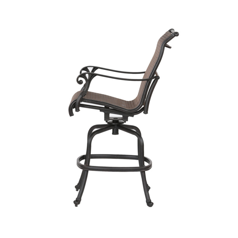 Patio Outdoor Indoor Aluminum Sling Swivel Bar Stool, Set Of 2