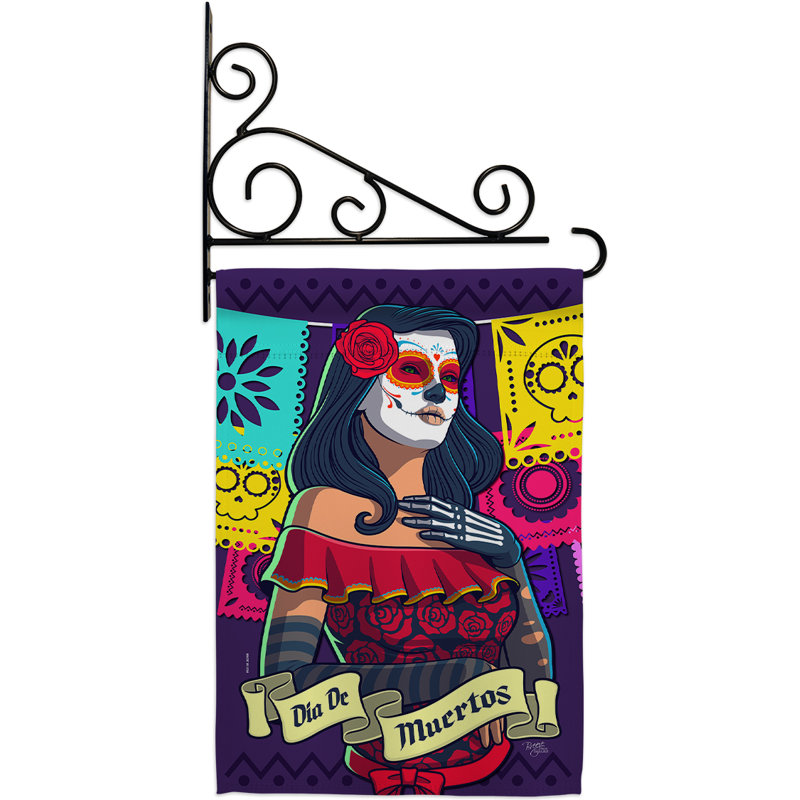 La Calavera Catrina 2 faces polyester 19 x 13 po Ensemble de drapeaux