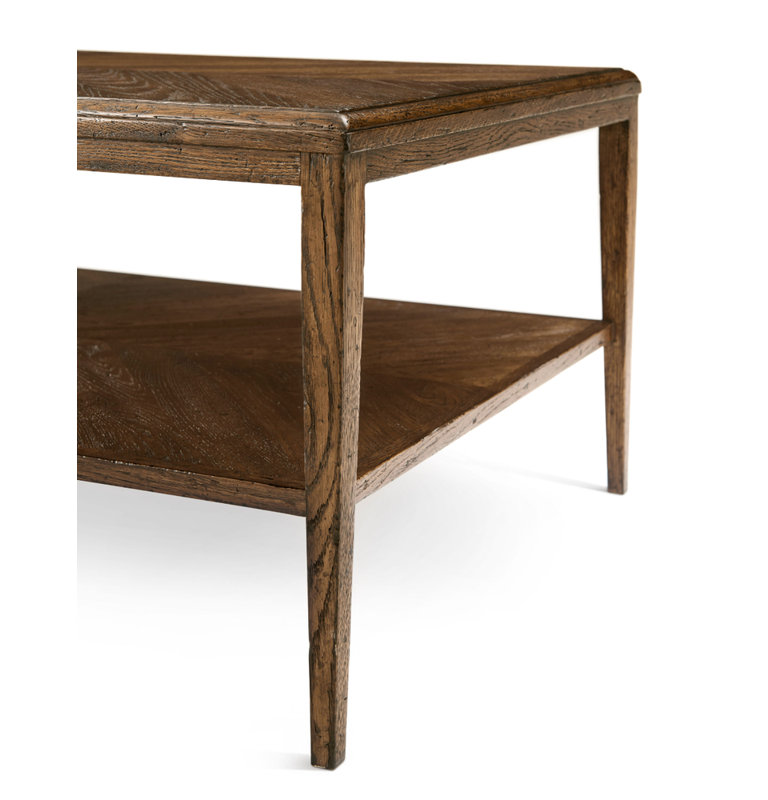 Dusk Concentric Parquetry Oak Coffee Table with Storage Shelf