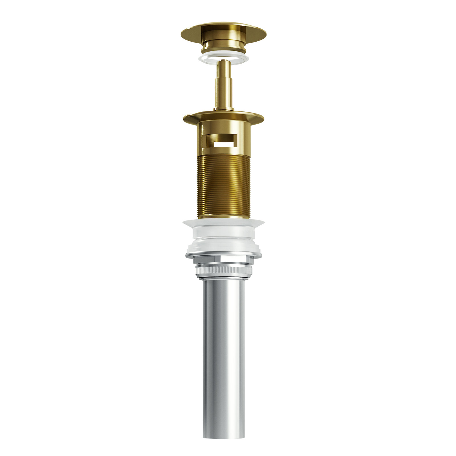 Bathroom Sink Pop-Up Drain With Overflow, Matte Gold