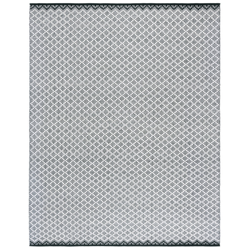 Tapis en laine / coton tissé à la main Workington en vert / ivoire, Rectangle 8 pi x 10 pi