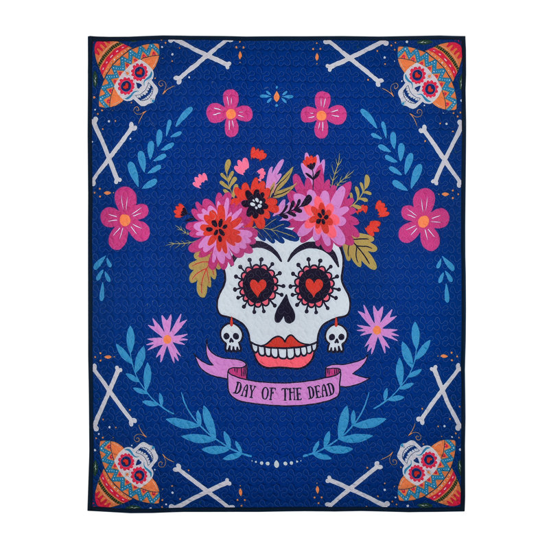 Couverture matelassée décorative 60 po x 50 po Day of the Dead