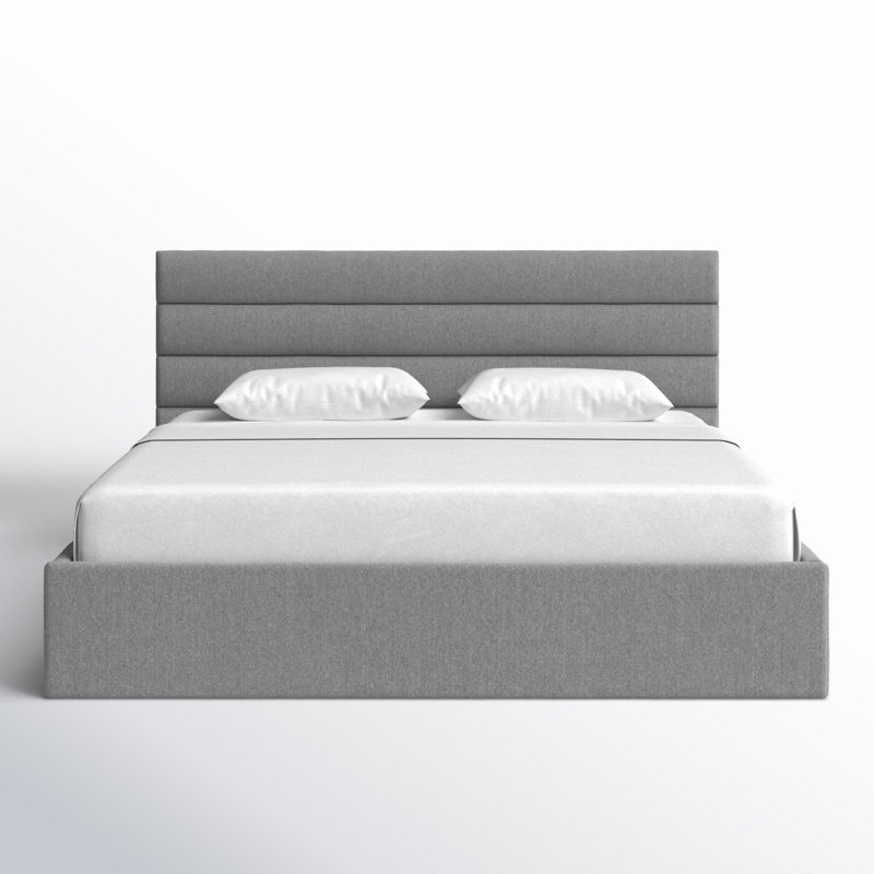 Ruma Upholstered Platform Bed, King, Light Gray
