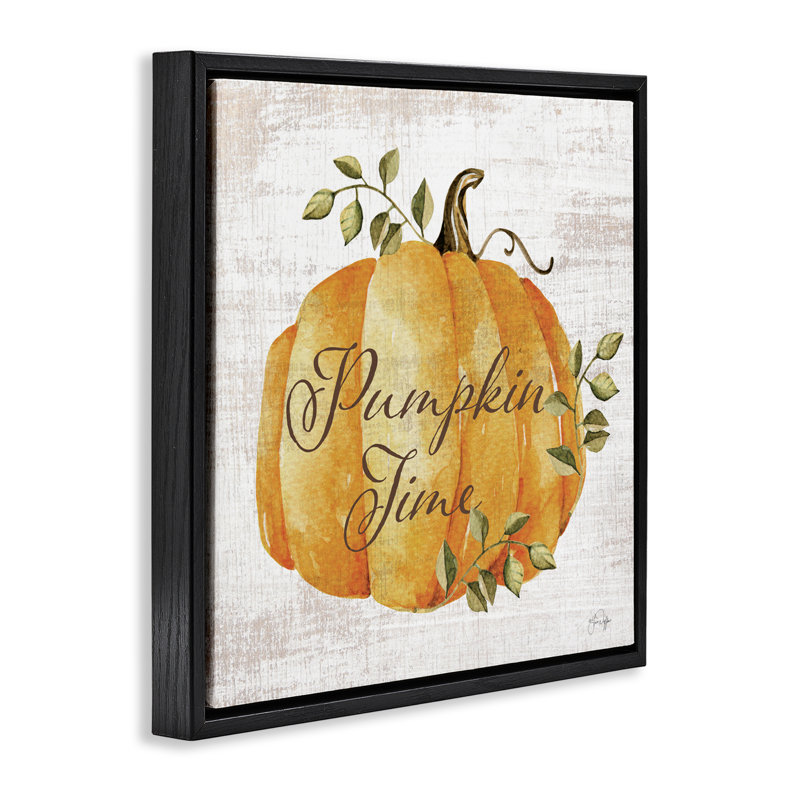 «Pumpkin Time over Rustic Floating Frame», conception de Yass Naffas Designs, Cadre flottant noir de jais, H 18 po x l 18 po