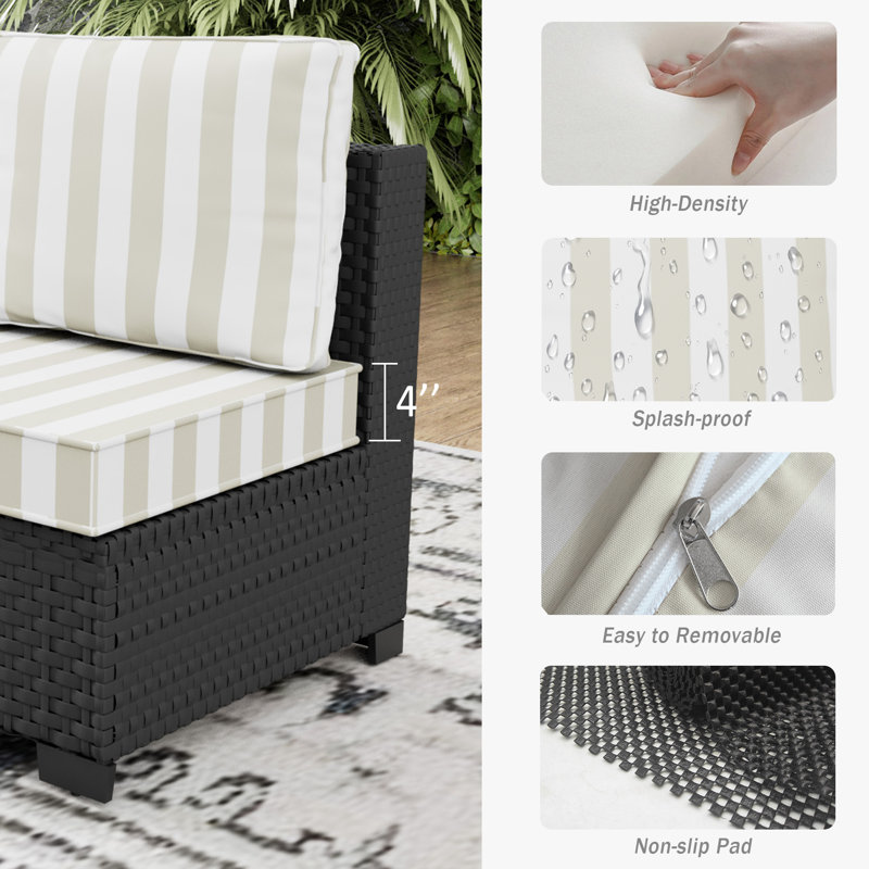  𝗣𝗿𝗲- 𝗮𝘀𝘀𝗲𝗺𝗯𝗹𝗲𝗱 𝗖𝗵𝗮𝗶𝗿𝘀, 4-Person Rattan Patio Furniture Sets Outdoor Sectional Conversation Sofa Group With Waterproof Furniture Cover
