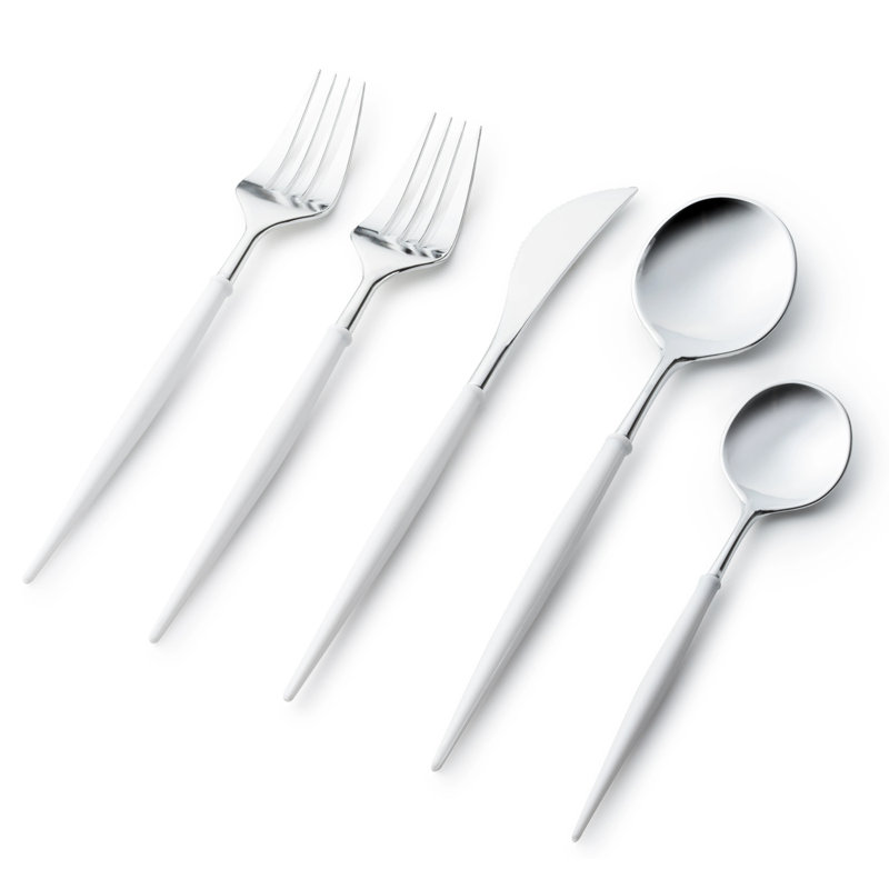 Disposable Noble Collection Flatware Set, Silver/White