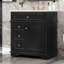 Meuble-lavabo de 30 po avec lavabo, un tiroir basculant, trois tiroirs, tablette de porte, porte à fermeture douce, noir