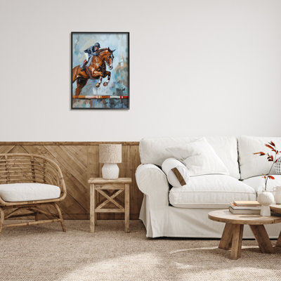 Jockey, saut d'obstacles sur bois par Ziwei Li, peinture