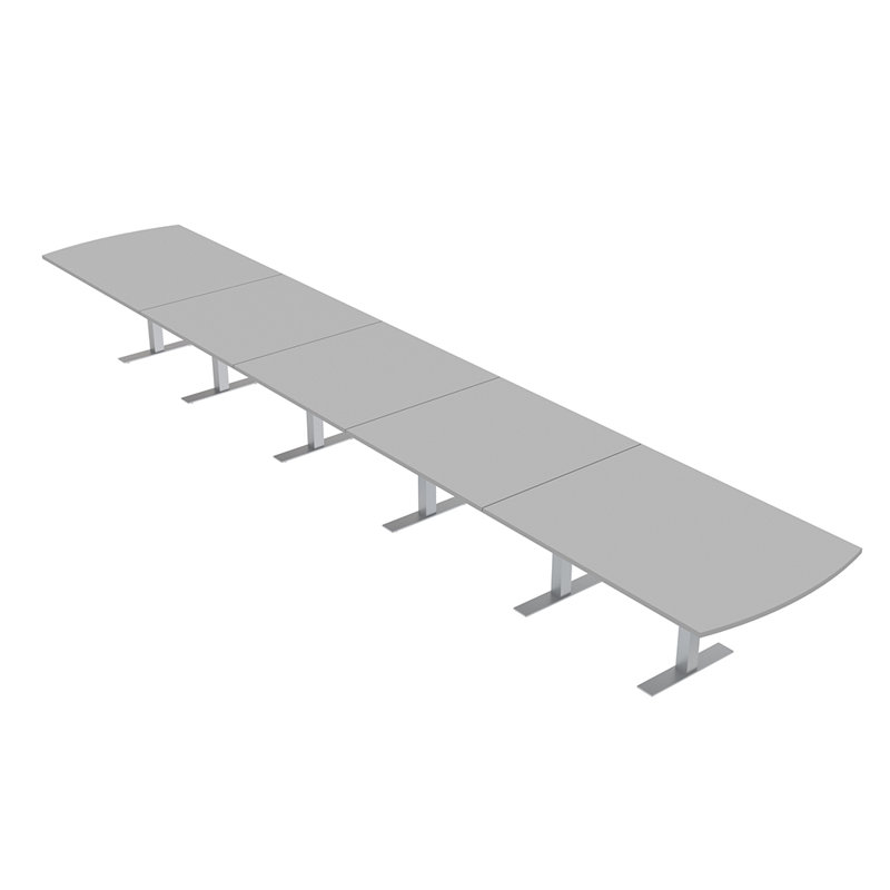 Table de conférence Pavert Arc, H 30 po x l 264 po x P 48 po, Argent argent, Brouillard gris