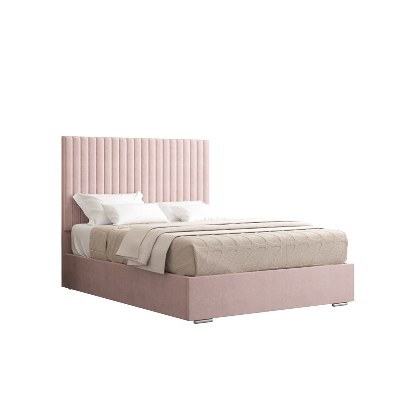 Aidean Upholstered Bed Frame, Double (4'6), Pink