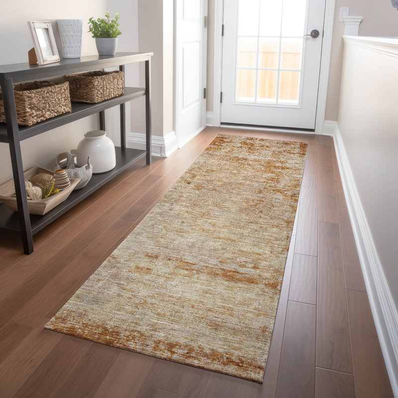 Machine Washable Indoor/Outdoor Cicel ACN1164 Copper Rug, Runner 2'3" x 7'6"
